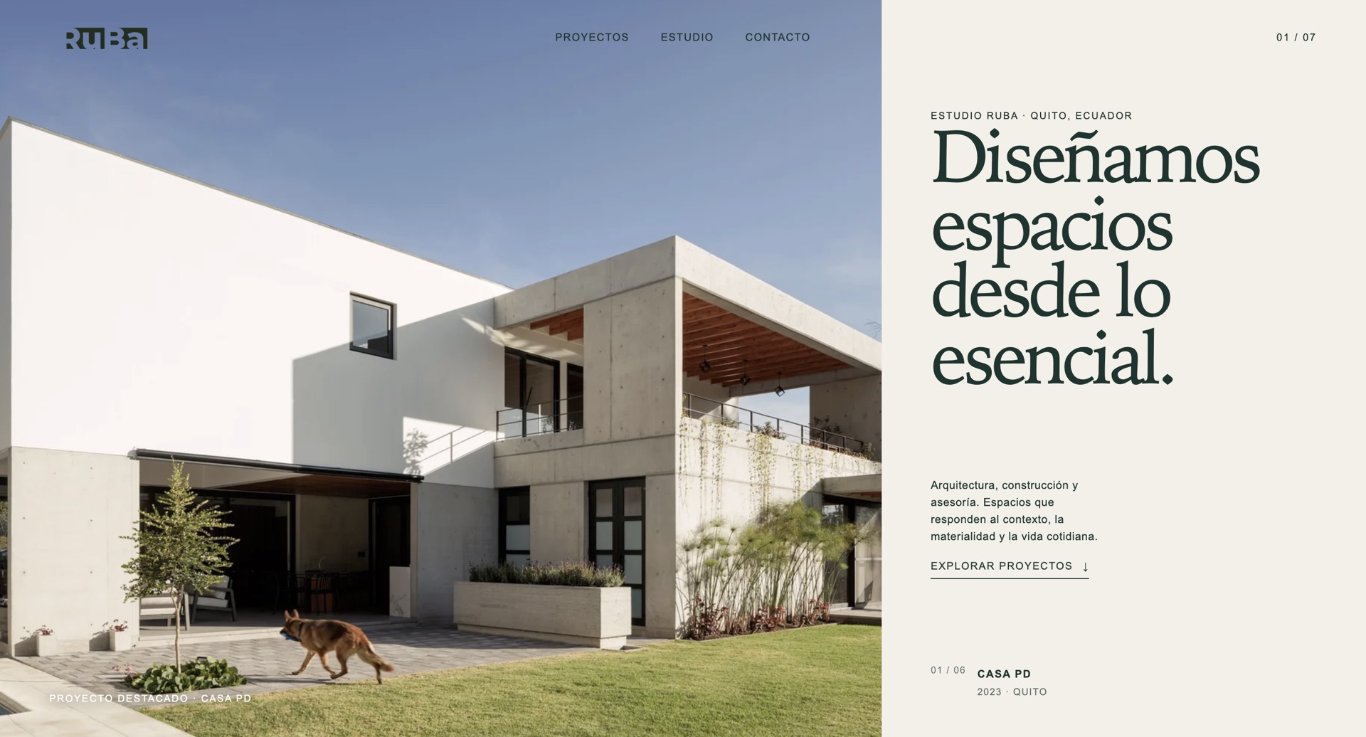 Hero de Estudio RuBa con una vivienda contemporánea